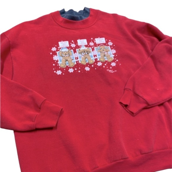 Endless Designs vintage red Christmas teddy bear sweater size large - Picture 1 of 7